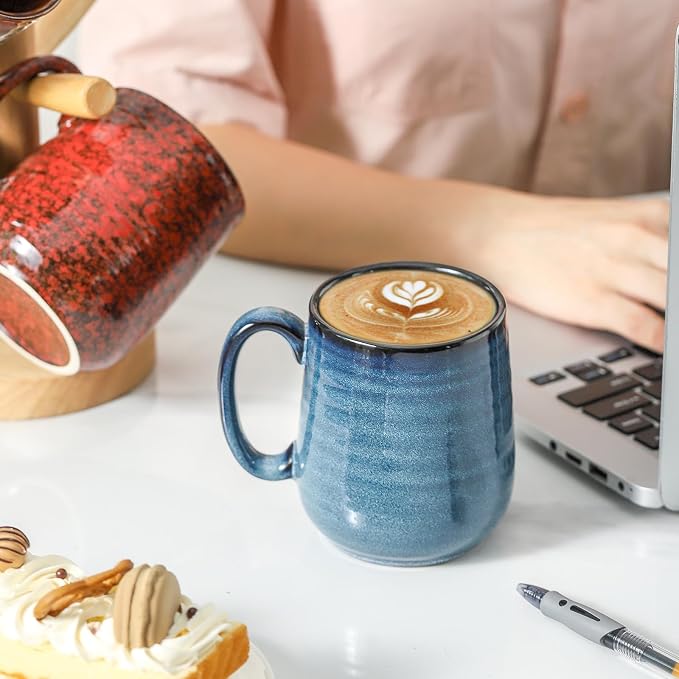 HASENSE Coffee Mugs Set of 4, 12 Oz Stoneware Coffee Cups - Image 6