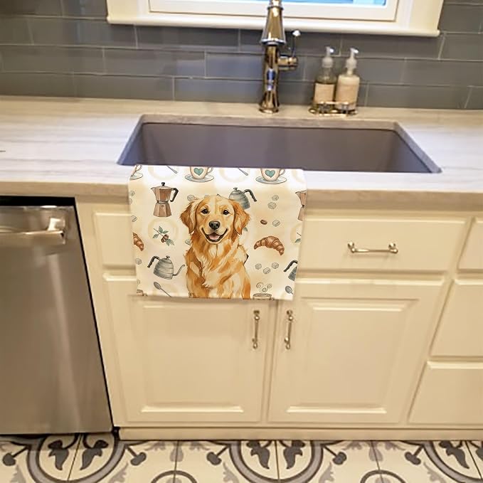 Caroline's Treasures Golden Retriever Coffee Bar Kitchen Towel Velour Plush - Image 2