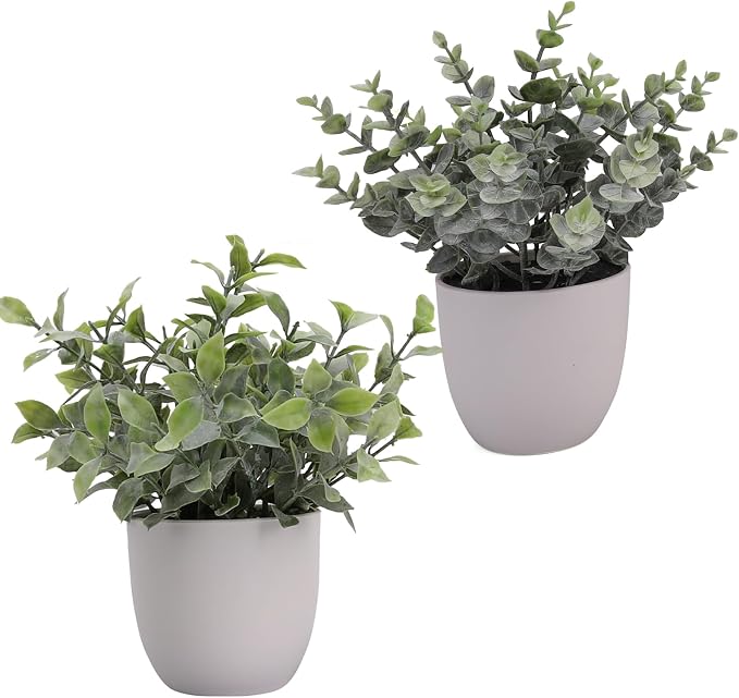 Artificial Plants Decoration Norfolk Potted Faux Fake Eucalyptus mini Cute sage - Image 5