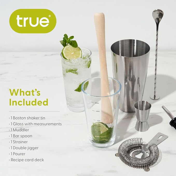 True 7-Piece Barware Set for Mixed Drinks and Cold Brew Cocktails, Includes - Image 2