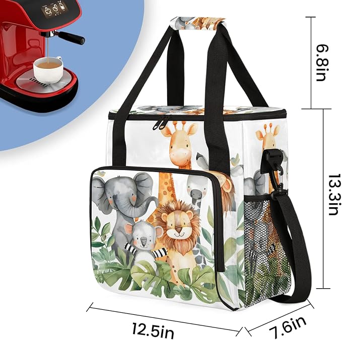 Forest Animal Green Coffee Maker Carring Bag, Large Insulated Storage Organizer - Image 2