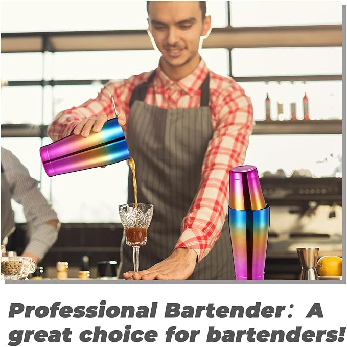 Sabary 6 Pcs Cocktail Shakers Professional Bar Shaker Boston Set Stainless - Image 3