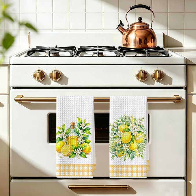 Hanamiya Na 2 Pcs Summer Lemon Kitchen Towels 14x24 Inch, Lemon Floral Dish - Image 5