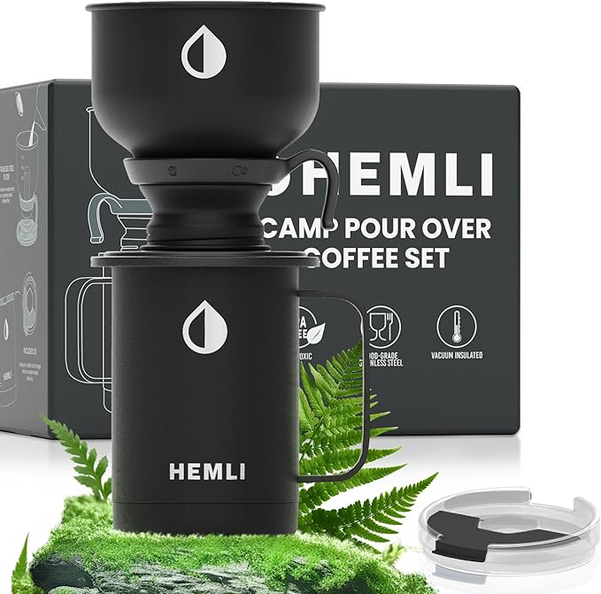 16 oz Pour Over Camping Coffee Maker Set– Vacuum Insulated Mug by Hemli