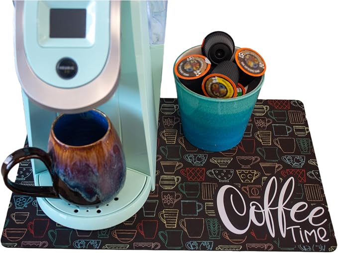 Coffee Maker Mat for Countertop – Absorbent, Non-Slip Coffee Bar Mat, Protects by ThisJoyfulHome