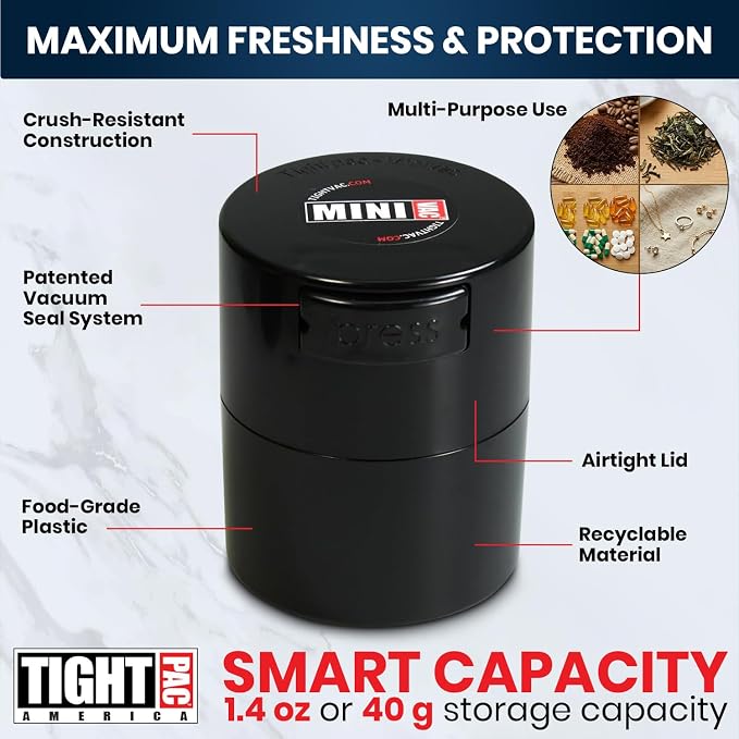 Tightpac Minivac Portable Vacuum Seal Airtight Container – Keeps Coffee Beans - Image 5