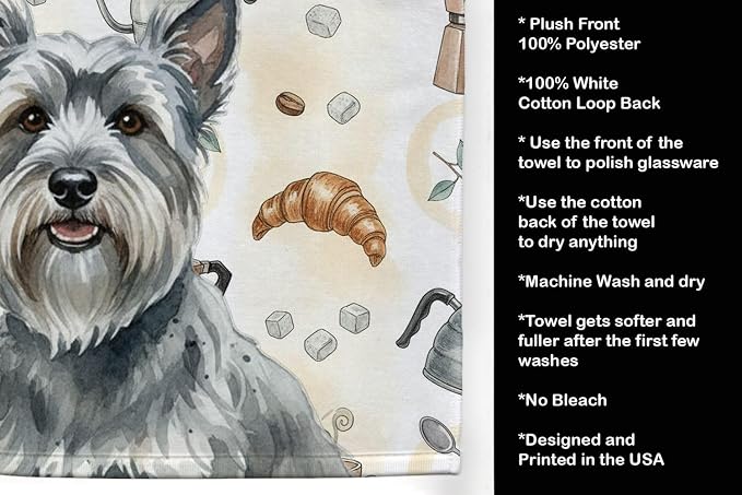 Caroline's Treasures Gray Skye Terrier Coffee Bar Kitchen Towel Velour Plush - Image 4