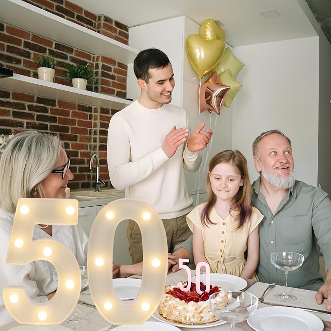 Light Up 50 Number Lights, Warm White Decorative LED Light Up Numbers, Battery - Image 3