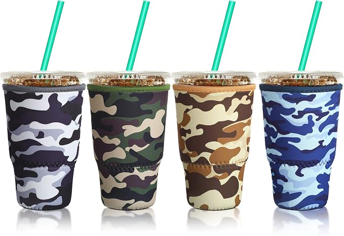 Patelai 4 Pieces Reusable Iced Coffee Sleeve Cup Insulator by Patelai