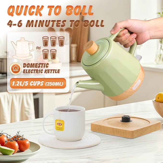 Ceramic Electric Kettle 1.2L, Automatic Shut Off Tea Kettle & Hot Water Boiler - Image 6