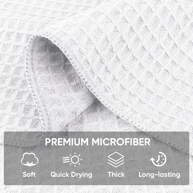 HOMEXCEL Waffle Weave Microfiber Towel, 10 Pack Lint Free Cleaning Rags - Image 3