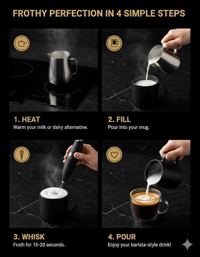 Bean Envy Milk Frother, Coffee Stirrers, Frother Wand, Milk Frother Handheld - Image 7