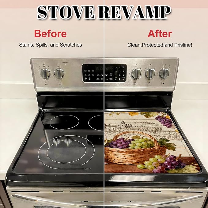 Red Wine Glasses Glass Stove Top Cover - Image 4