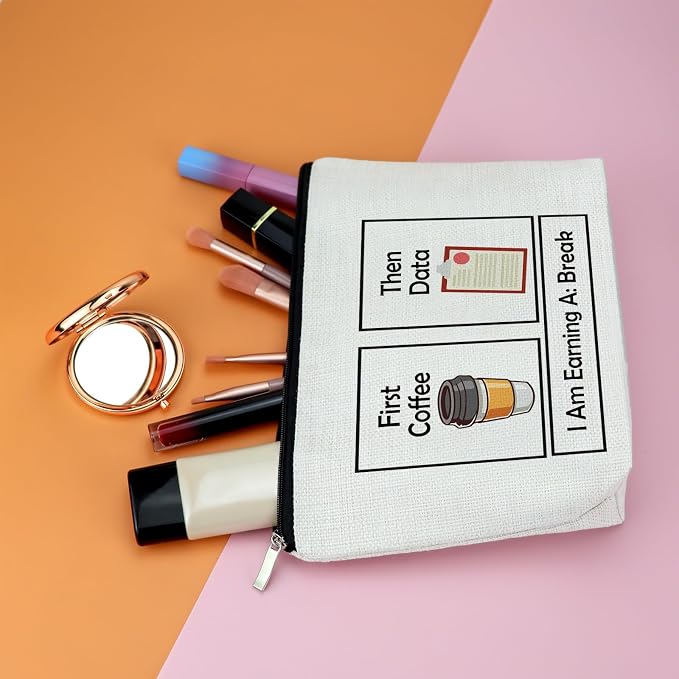Coffee Lovers Gifts Ideas for Women Makeup Bag First Coffee Then Data I Am - Image 5