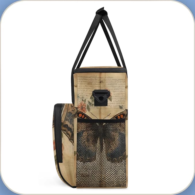 Vintage Books Butterfly Coffee Maker Carring Bag, Large Insulated Storage - Image 4