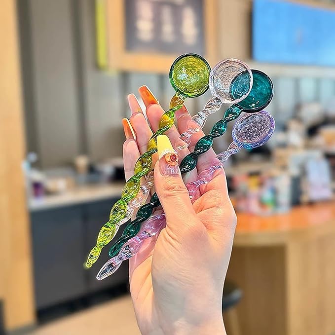 5 Pieces Glass Stirring Spoons Clear Crystal Coffee Cocktail Mixing Spoons - Image 8