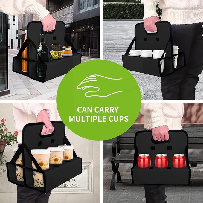 Boczif Cup Caddy Portable Drink Carrier or Cans Reusable, 6-Cup Holder - Image 2