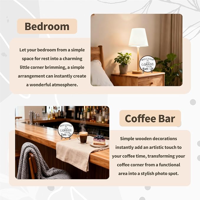 Coffee Desk Decor Sign, Farmhouse Wood Plaque, It Is Coffee Time Wood Sign - Image 4
