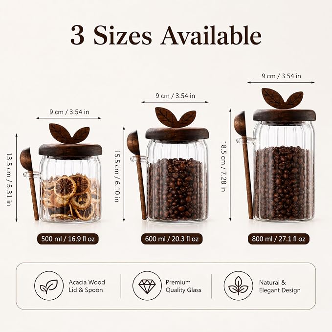 Airtight Coffee Canister, Acacia Coffee Grounds Container - Image 2