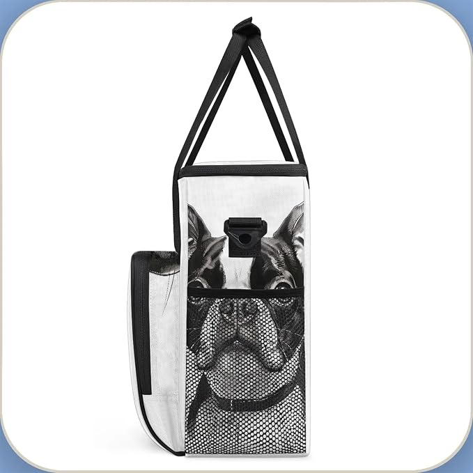 Bostonterrier Dog Coffee Maker Carring Bag, Large Insulated Storage Organizer - Image 4