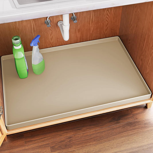 FLATO Waterproof Under Sink Mat 37" x 19" Shelf Liner for Kitchen and Bathroom, Cabinet Protector, Organizers and Storage, Flexible Silicone Drip Tray