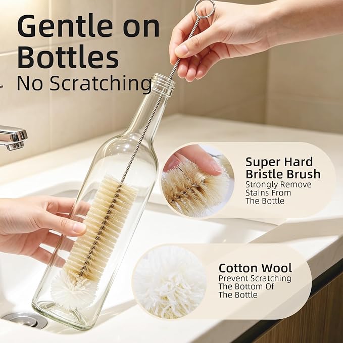Masthome 9 Pack Bottle Brush Set, Boar Bristle Mixed PP Baby Bottle Cleaner - Image 6