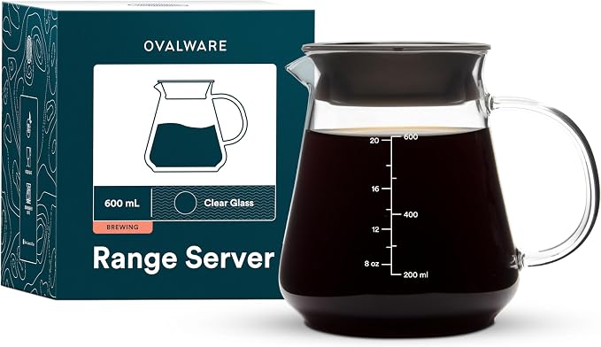 Glass Range Coffee Server For Pour Over Coffee & Tea - 600ml/20oz Ovalware by Ovalware