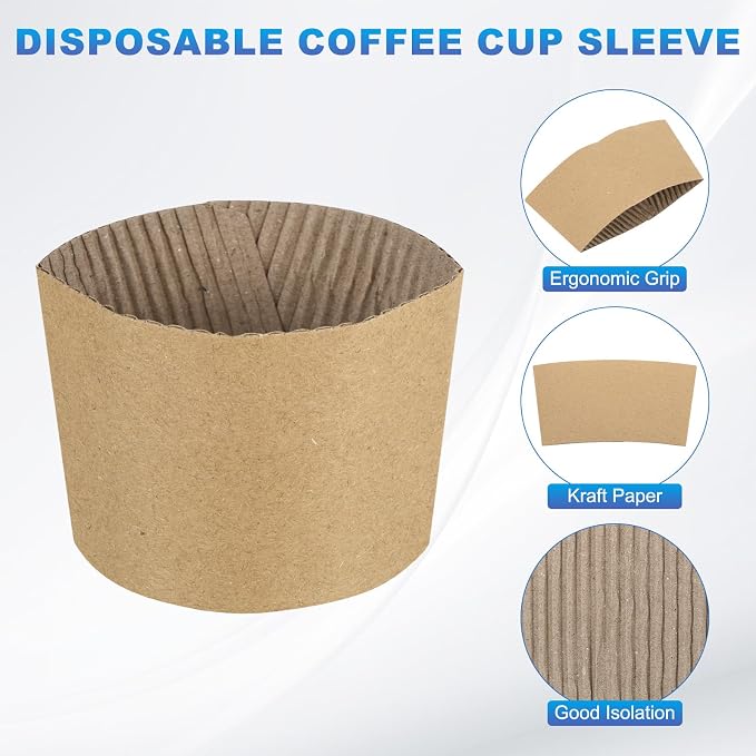 uxcell 100pcs Disposable Coffee Cup Sleeves, Cardboard Cup Sleeves - Image 3