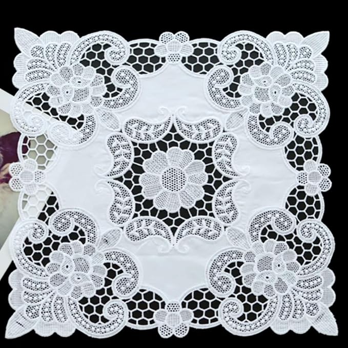 Small Square Lace Cover Cloth Macrame Lace Table Doilies Cutwork Embroidery - Image 8