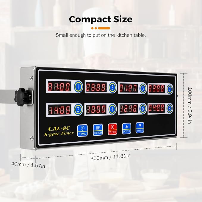 BEAMNOVA 8-Channel Digital Kitchen Timer, Commercial Timer - Image 4