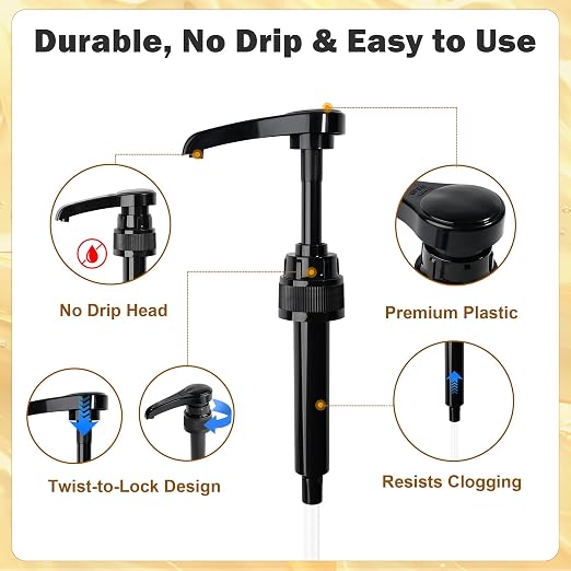 Mini Syrup Pump for 375ml Bottles – Coffee Syrup Dispenser Pumps, 4 Pack Pumps - Image 6