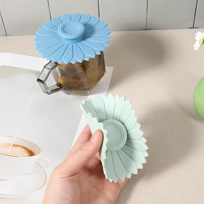 2 Pcs Silicone Cup Covers, Reusable Silicone Lids Tea Mug Topper Universal - Image 6