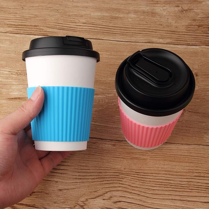 5pcs Assorted Colors Heat-resistant Silicone Nonslip Coffee Cup Sleeve - Image 4