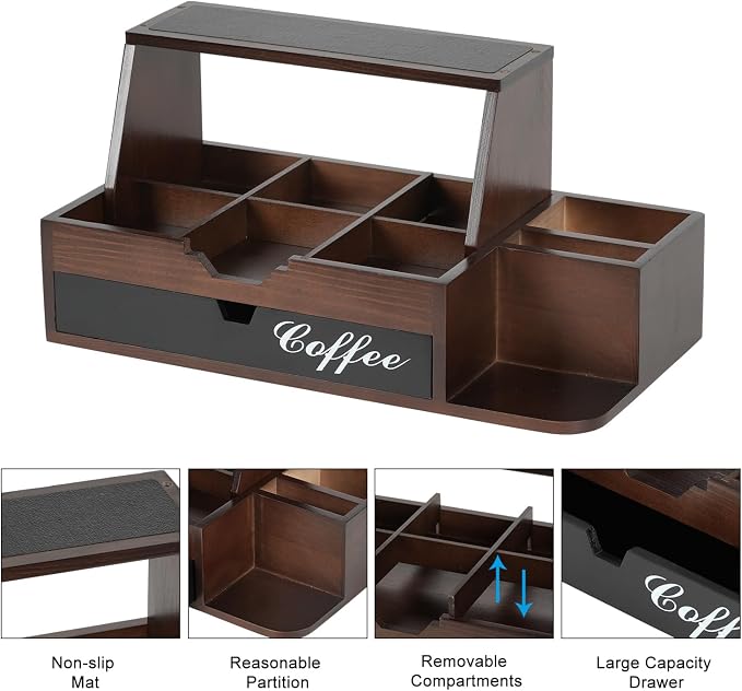 Farmhouse Coffee Bar Organizer, Wood Countertop - Image 7