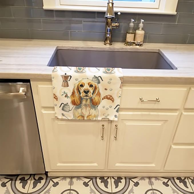 Caroline's Treasures Lemon Roan English Cocker Spaniel Coffee Bar Kitchen Towel - Image 2