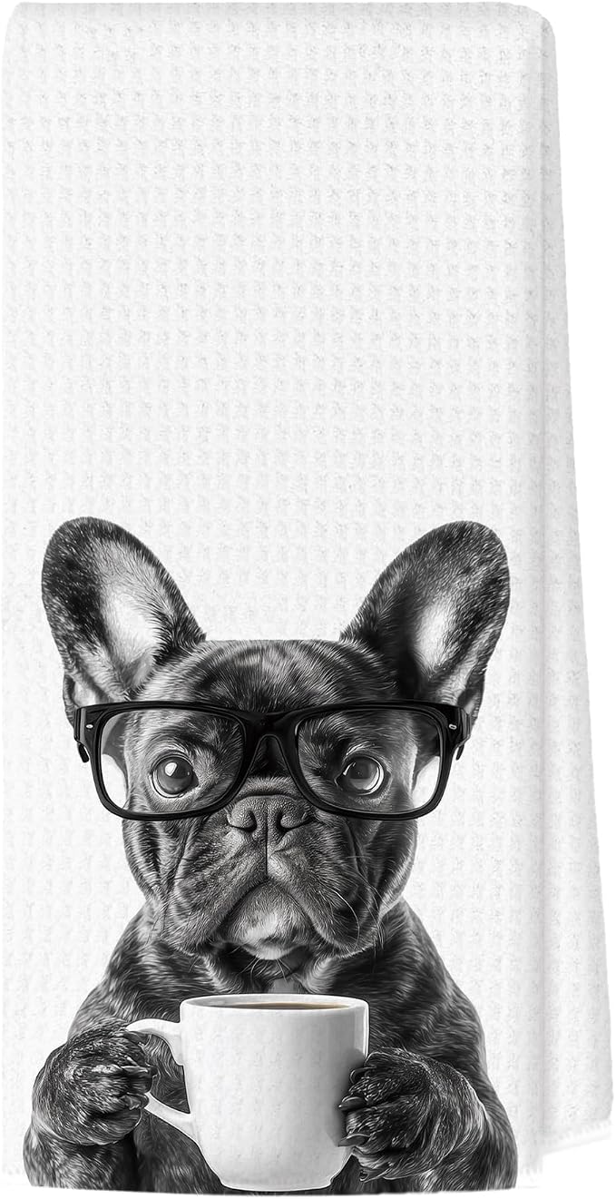 Funny French Bulldog Kitchen Towels, Dog Kitchen Accessories, Dog Chef Gifts by Unknown