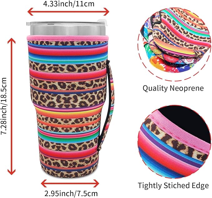 Reusable Iced Coffee Cup Sleeve Neoprene Insulated Sleeves Cup Holder - 32oz - Image 2