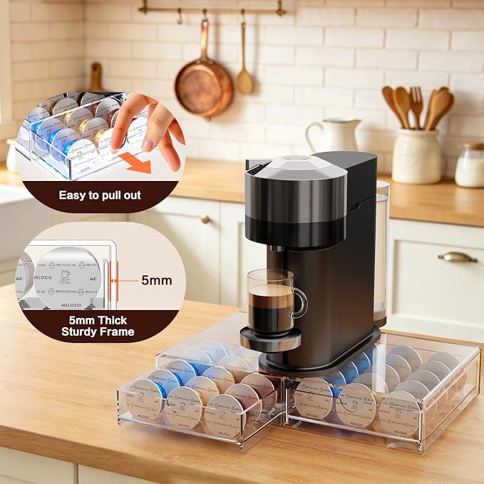 Compact Clear Acrylic Coffee Pods Drawer Organizer Compatible - Image 5