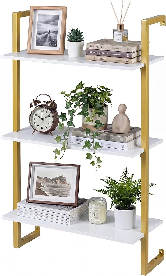 Giantex 3-Tier Wall-Mounted Bookshelf, Modern Floating Storage Display Shelves by Giantex