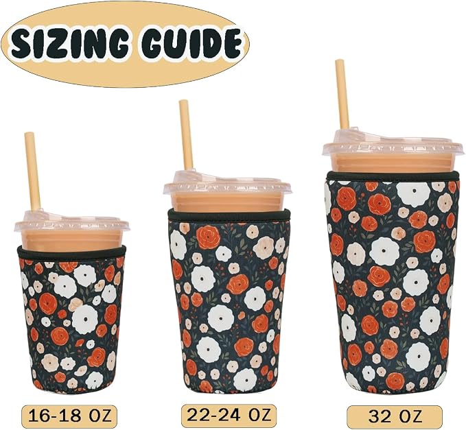 Reusable Insulated Neoprene Iced Coffee Cup Sleeve, Durable Drink Sleeve - Image 5