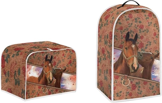 doginthehole Floral Horse Toaster Cover Polyester Fabric Blender Dust Cover by doginthehole