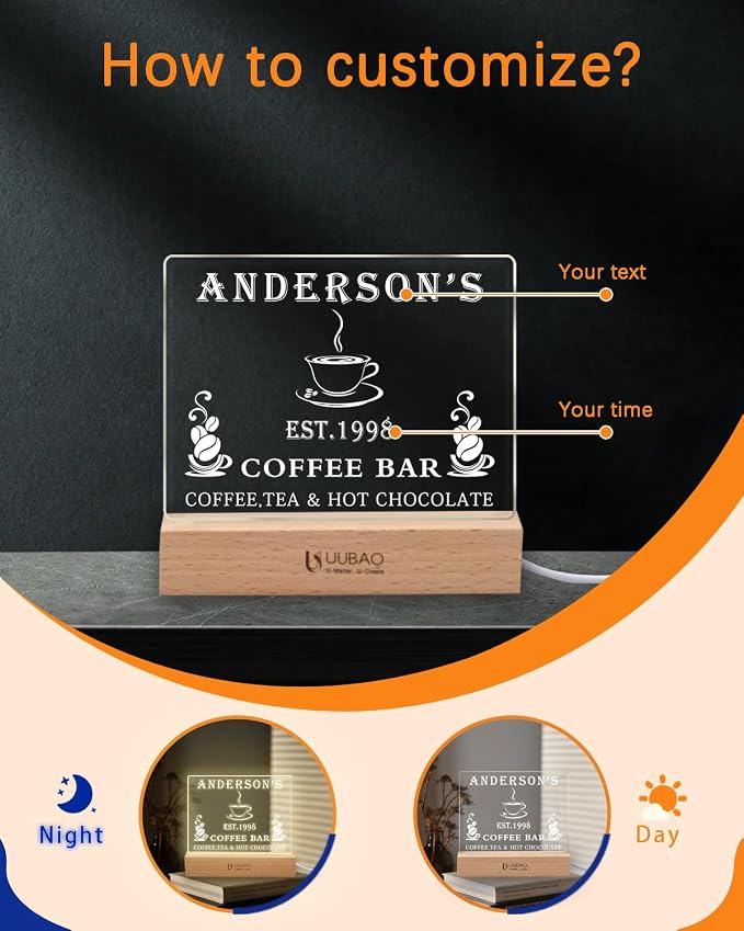 Personalized Bar Signs with Name Customized Home Coffee Bar Mini Bar Sign Gifts - Image 2