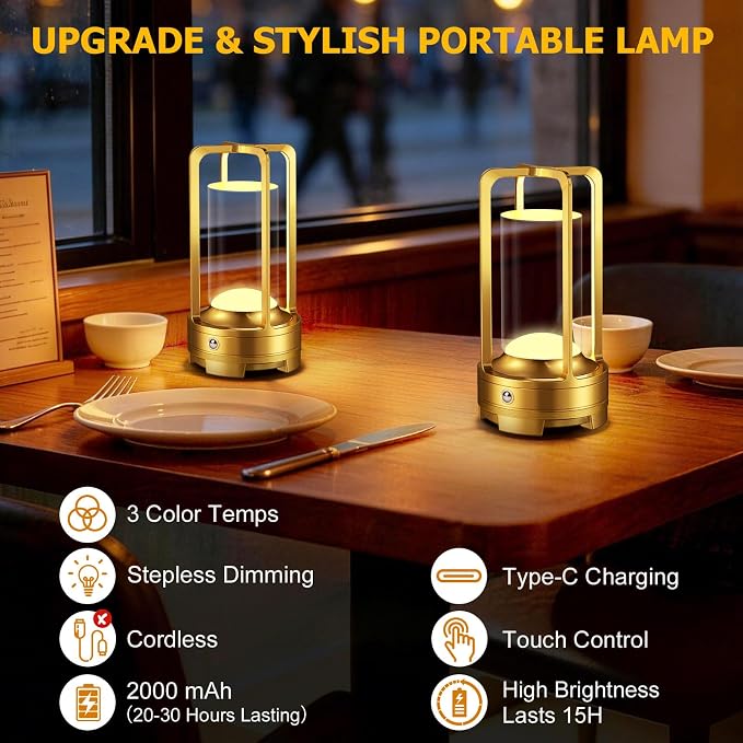 OCATO Portable Cordless Table Lamp: Rechargeable Desk Lamp - Image 3