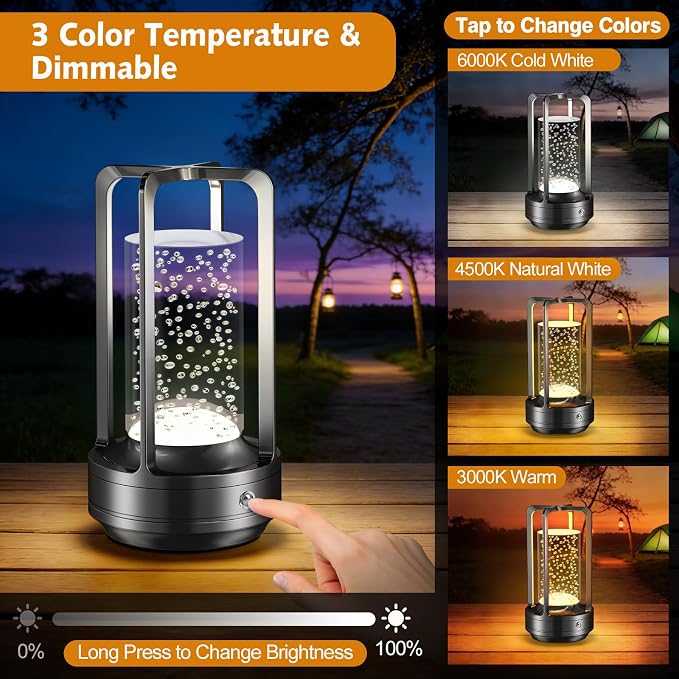 Portable Table Lamp for Outdoor Indoor: Cordless Rechargeable Desk Lamp - Image 3