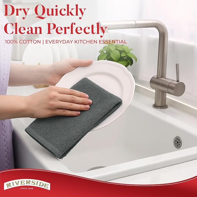 RIVERSIDE Bar Mop Towels Pack of 12, 16x19 Inches, 100% Ring Spun Cotton Terry - Image 6