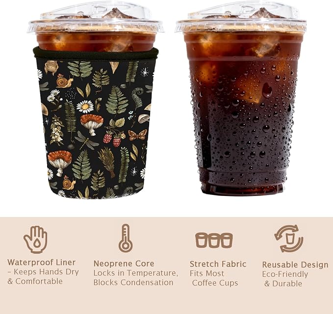 Reusable Insulated Sleeve for Iced Coffee Cup, Coffee Neoprene Sleeve for Cold - Image 6