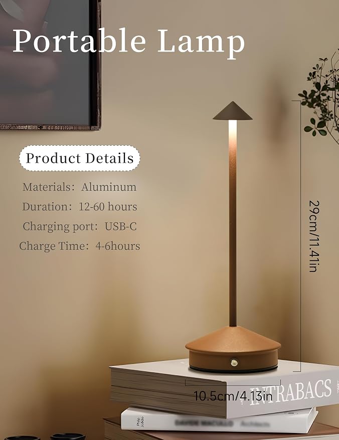 Cordless Table Lamps, LED Rechargeable Desk Lamp, Portable Modern USB Battery - Image 4