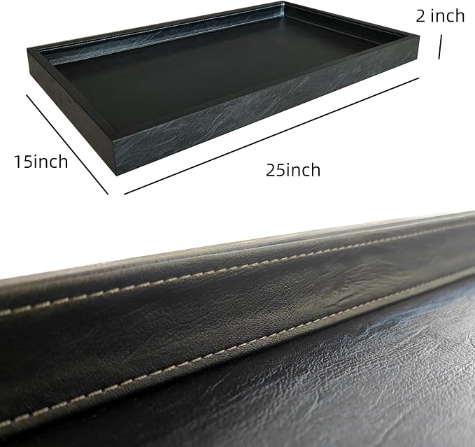 25 x 15 inches High-End Light Luxury Leather Rectangle Oversized Service Tray - Image 5