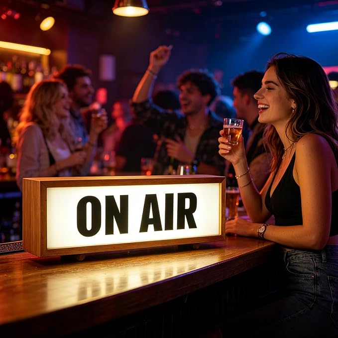 ON AIR Retro Wood Frame LED Light On Air Neon Sign - Image 2
