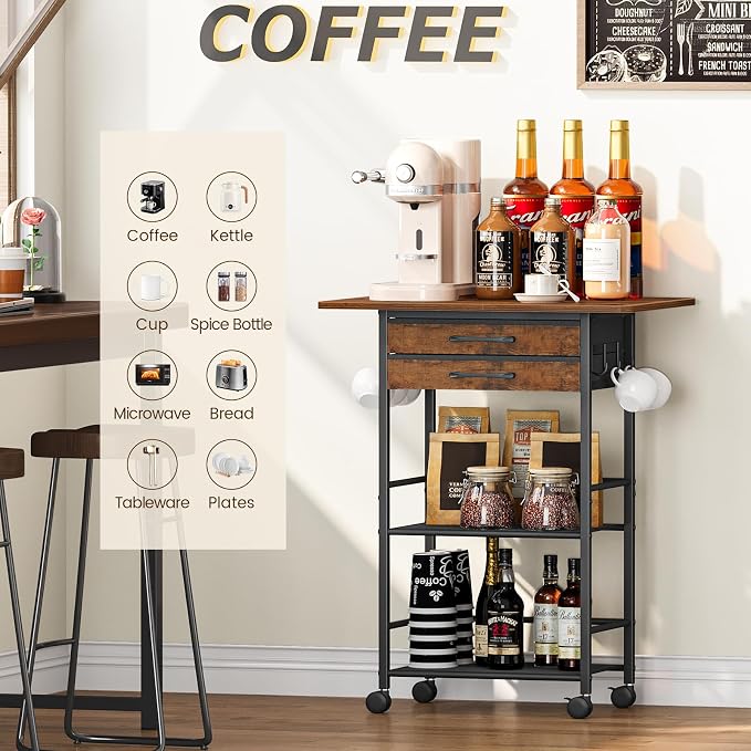 Snughome 5 Tier Rolling Coffee Cart - Image 4